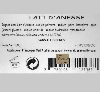 Maître Savonitto Au Bon Lait d' Ânesse Milled Vegan Soap 100g Made in France