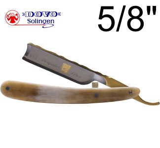 Dovo 10581193 Bergischer Löwe Straight Razor (Old No. 3580) | Carbon Steel | 5/8 Size | Spanish Point | Buffalo Horn Handle | Made in Solingen, Germany | EAN 4045284007020