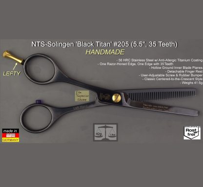 NTS Solingen 205 5.5" Black Titan LEFTY Thinning Shears