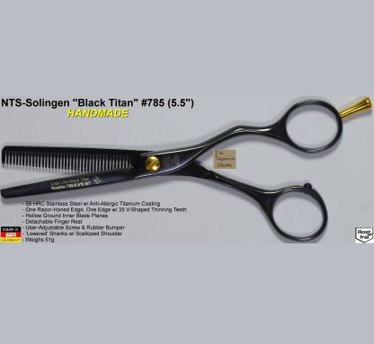 NTS Solingen 785 Ergo Black Titan 5.5" Thinning Shears | Made in Germany