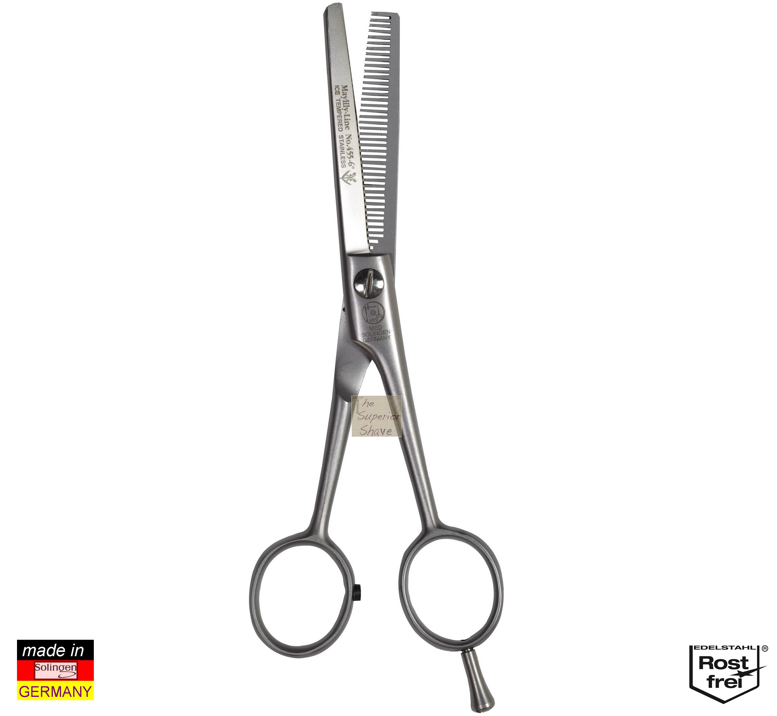 NTS Solingen Maylily 455 6″ Thinning Shears Scissors | 40 Teeth | INOX  Rostfrei Stainless Steel | Made in Germany – The Superior Shave