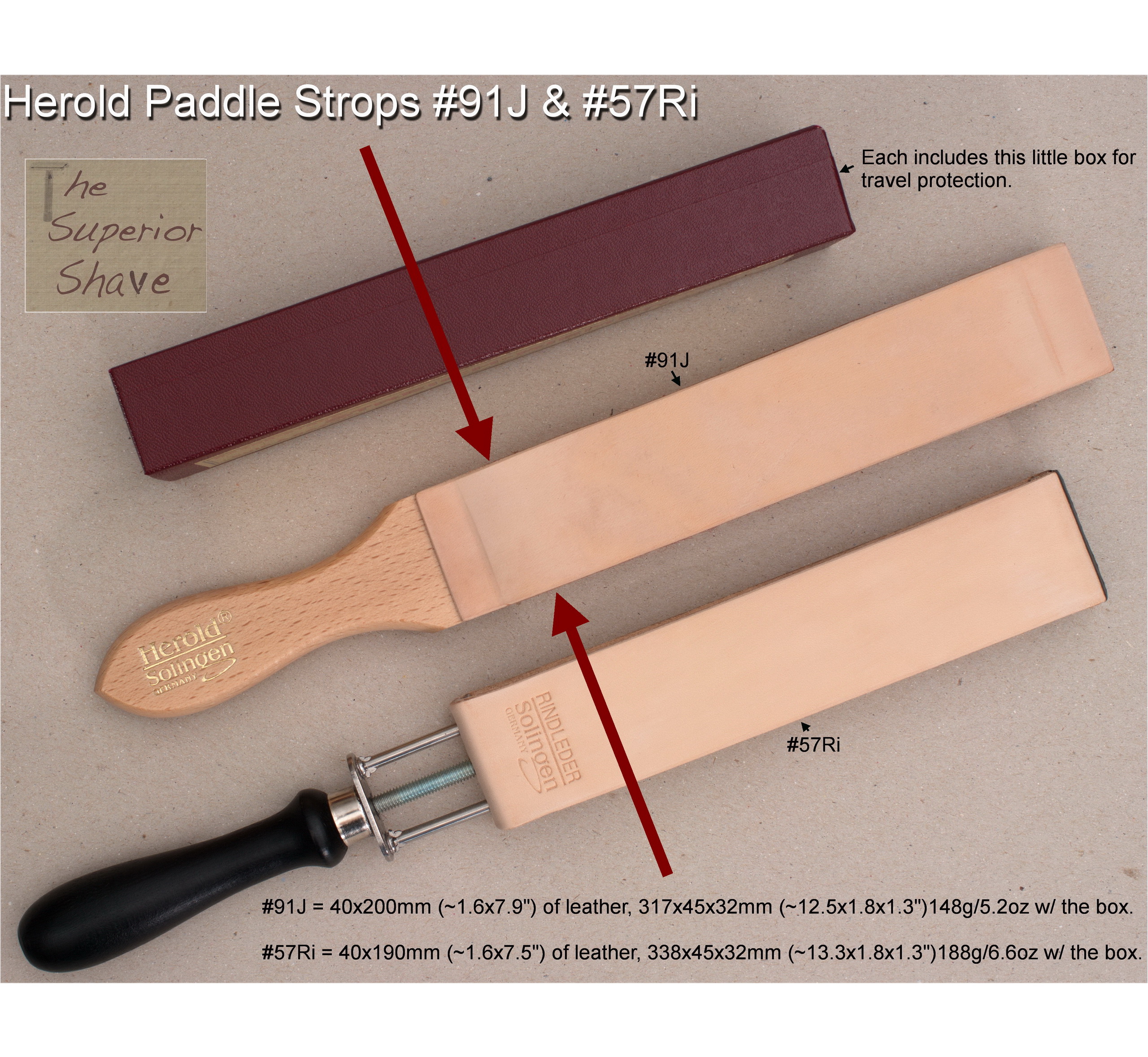 Herold 91J Russian Leather Paddle Strop Foam Lined Wood, 1.6×7.9″ Stropping  Area