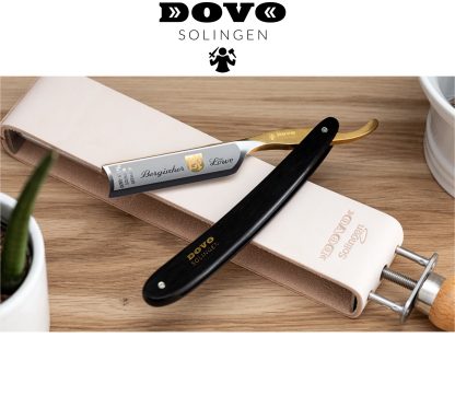 Dovo Bergischer Löwe 10681083 Straight Razor | Carbon Steel | 6/8 Size | Ebony Wood Handle | Made in Solingen, Germany | EAN 4045284008881