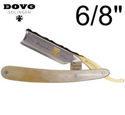 Dovo Bergischer Löwe 10681193 Straight Razor (Old No. 3680) | Carbon Steel | 6/8 Size | Bovine Horn Handle | Made in Solingen, Germany | EAN 4045284008874