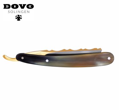 Dovo Bergischer Löwe 10681193 Straight Razor (Old No. 3680) | Carbon Steel | 6/8 Size | Bovine Horn Handle | Made in Solingen, Germany | EAN 4045284008874