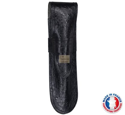 Gustave LaLune Black Ostrich Leather Straight Razor Sheath | Made in France