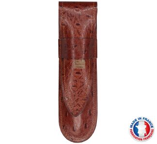 Gustave LaLune Tan Ostrich Leather Straight Razor Sheath | Made in France