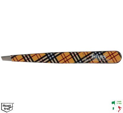 Focus Sublime Angled Tweezers (Peach Tartan) Made in Italy