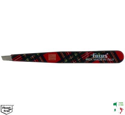 Focus Sublime Angled Tweezers (Red Tartan) Made in Italy