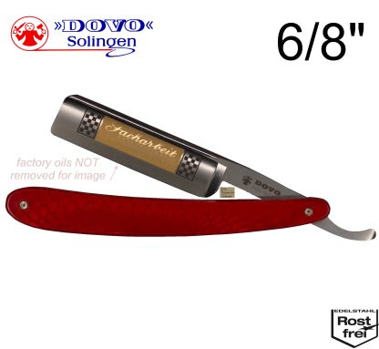 Dovo Facharbeit Historic Forged 6/8" INOX Rostfrei Stainless Steel German Straight Razor (Red Acrylic) | Made in Solingen Germany 136813315