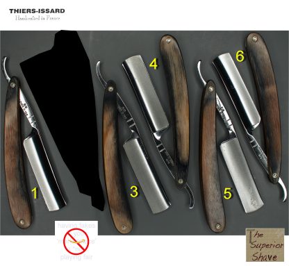 Thiers-Issard Le Grelot Straight Razor Made in France Brown and Black Stamina Wood Scales