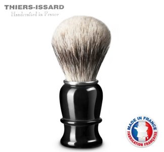Thiers-Issard Super Badger & Boar Shaving Brush | Black Horn Handle | Made in France