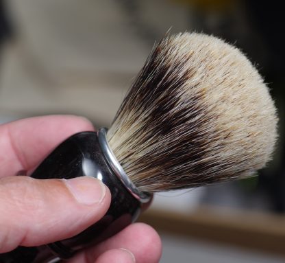 Thiers-Issard Combination Super Badger and Boar Shaving Brush | 23.5x53.mm Knot, ~69g Weight | Black Horn Handle | Made in France - Image 3