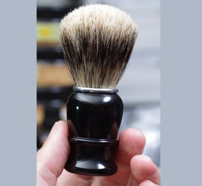 Thiers-Issard Combination Super Badger and Boar Shaving Brush | 23.5x53.mm Knot, ~69g Weight | Black Horn Handle | Made in France - Image 5