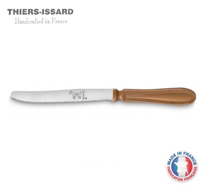 Thiers Issard Chien Dog Knife | Caramel Plastic Handle | Micro-Serrated Cutting Edge | Made in France