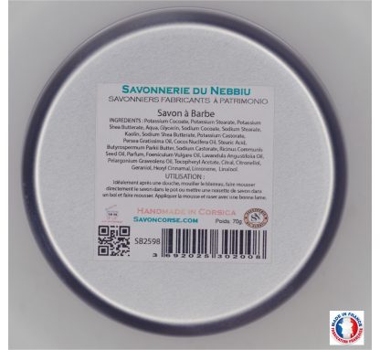 Savonnerie du Nebbiu Shaving Soap | Made in France | EAN 3692025302008