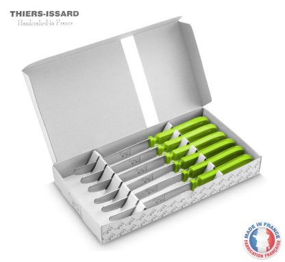 Sabatier Chien aka Dog Knife | 1.4031 Stainless Steel (aka Z40C13) | Apple Green Handle | 6 Knives in Printed Box | Made in France OUT OF STOCK ~01.20.2025 ARRIVAL