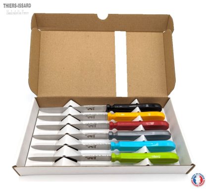 Sabatier Chien aka Dog Knife | 1.4031 Stainless Steel (aka Z40C13) | Multiple Colors Handles | 6 Knives in Printed Box | Made in France NEW ITEM JANUARY 2025 ARRIVAL