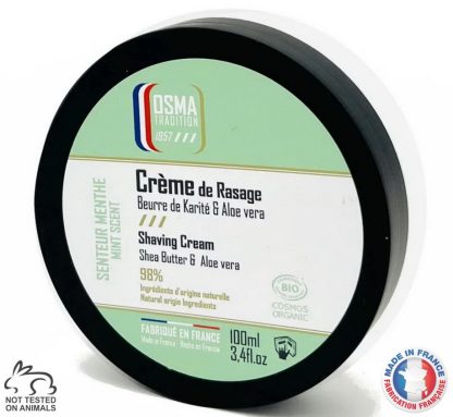 Osma Tradition Organic French Shaving Cream 100g Mint Scent | Made in France NEW ITEM IN STOCK JANUARY 2025