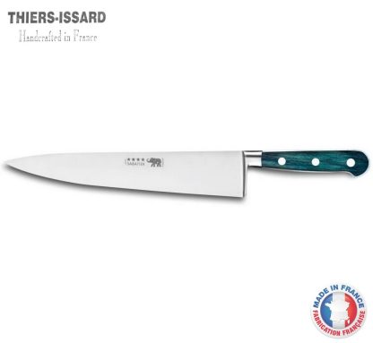 Sabatier Elephant Stainless Steel Chef's Knife 20cm | Full Bolster Handle Blue Stamina White Micarta | Made in Thiers, France