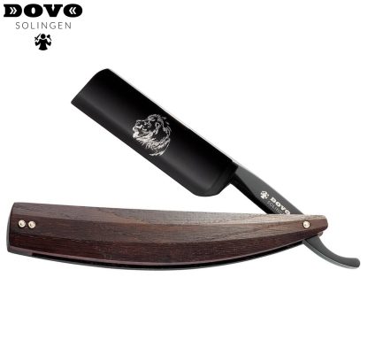 Dovo ARENA Smoked 128820816 German Straight Razor | Carbon Steel | 8/8 Size | Full Hollow Ground | Square Point | Smoked Oak Wood Handle | Made in Solingen Germany