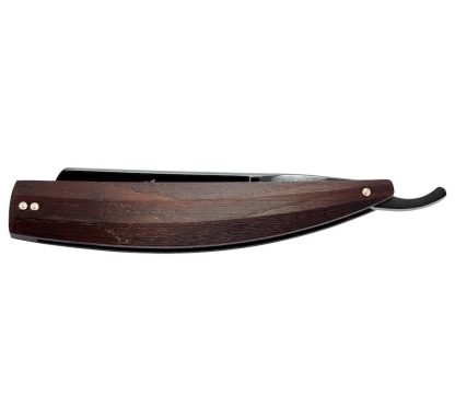 Dovo ARENA Smoked 128820816 German Straight Razor | Carbon Steel | 8/8 Size | Full Hollow Ground | Square Point | Smoked Oak Wood Handle | Made in Solingen Germany - Image 4