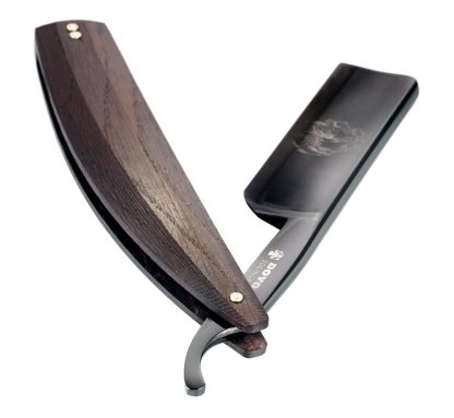 Dovo ARENA Smoked 128820816 German Straight Razor | Carbon Steel | 8/8 Size | Full Hollow Ground | Square Point | Smoked Oak Wood Handle | Made in Solingen Germany - Image 3