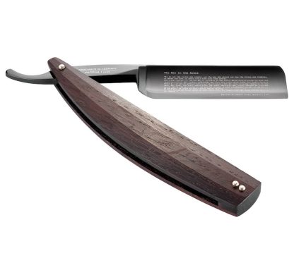 Dovo ARENA Smoked 128820816 German Straight Razor | Carbon Steel | 8/8 Size | Full Hollow Ground | Square Point | Smoked Oak Wood Handle | Made in Solingen Germany - Image 5